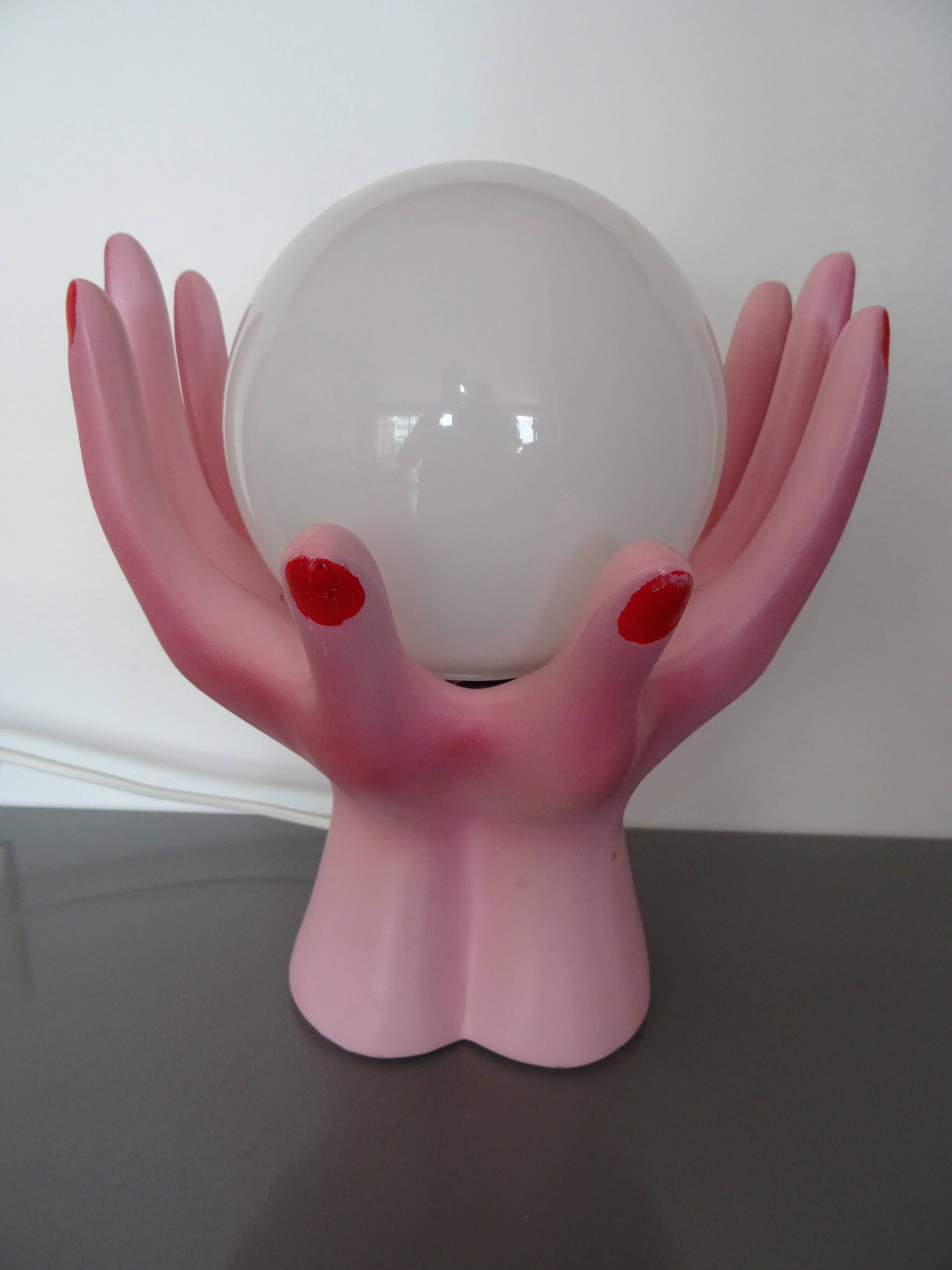 Vintage opal globe hand lamp year 80