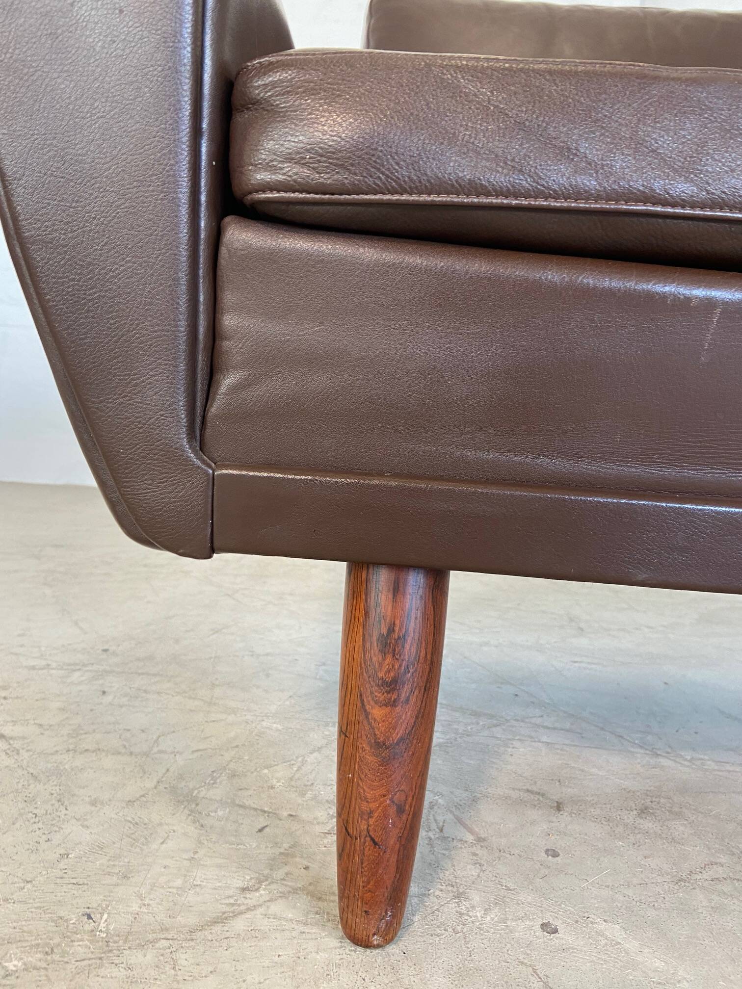 Canapé 2 places g. thams vintage rétro danois du milieu du siècle en cuir de coco des années 60