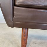 Canapé 2 places g. thams vintage rétro danois du milieu du siècle en cuir de coco des années 60