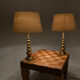 Pair brass lamps