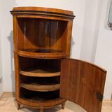 Biedermeier Corner Cabinet, Cherry Veneer, Ebony Inlay, South Germany circa 1820