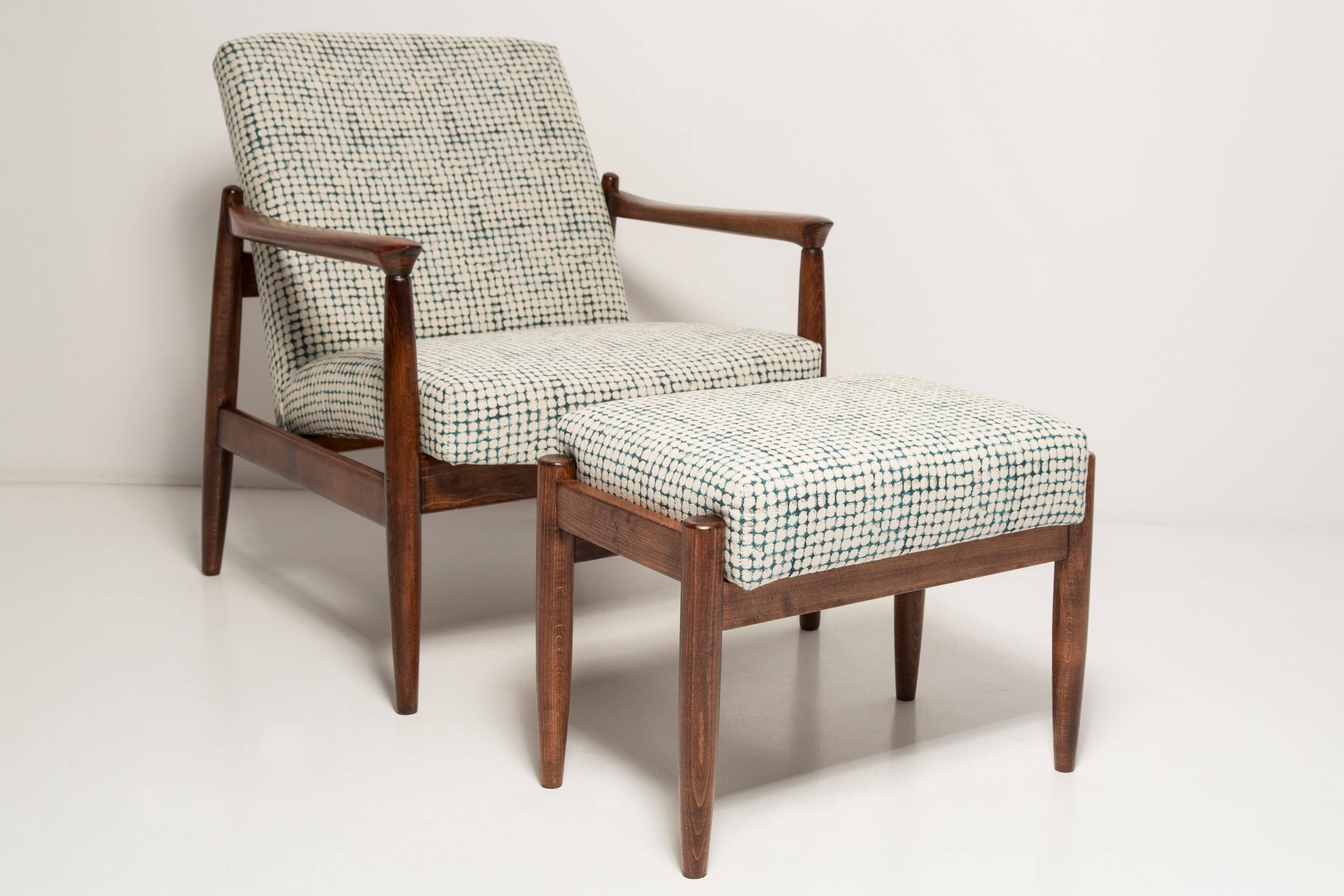 Paire de tabourets vintage blanc et aqua milieu du siècle, Edmund Homa, 1960s