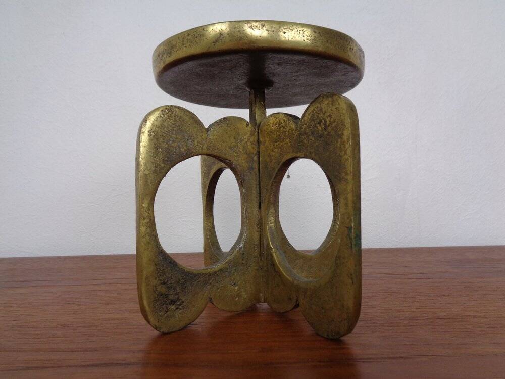 Brutalist Bronze Candle Holder, 1960s