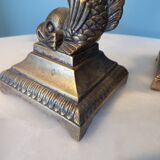 Pair of bronze dolphin candlesticks