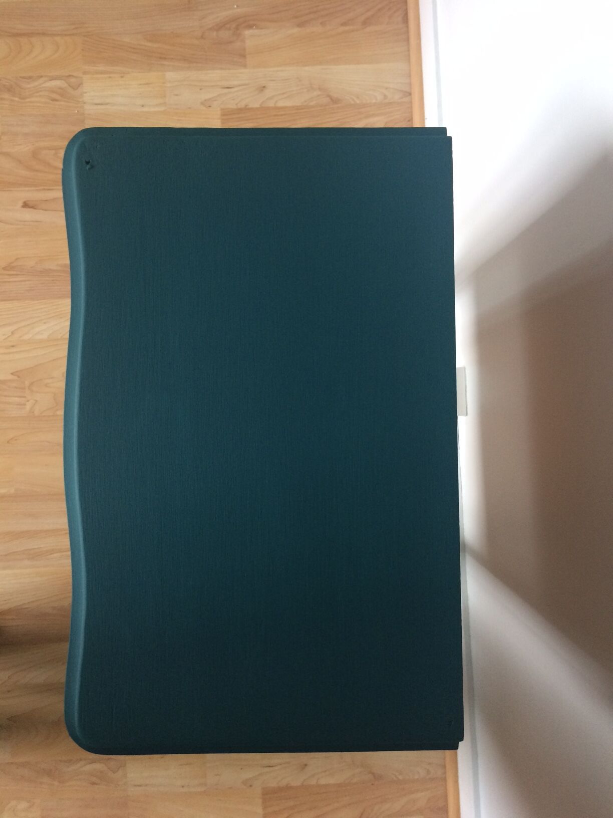 Table de chevet console relookée bleu pétrole