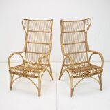 Fauteuils en rotin du milieu du siècle, années 1960