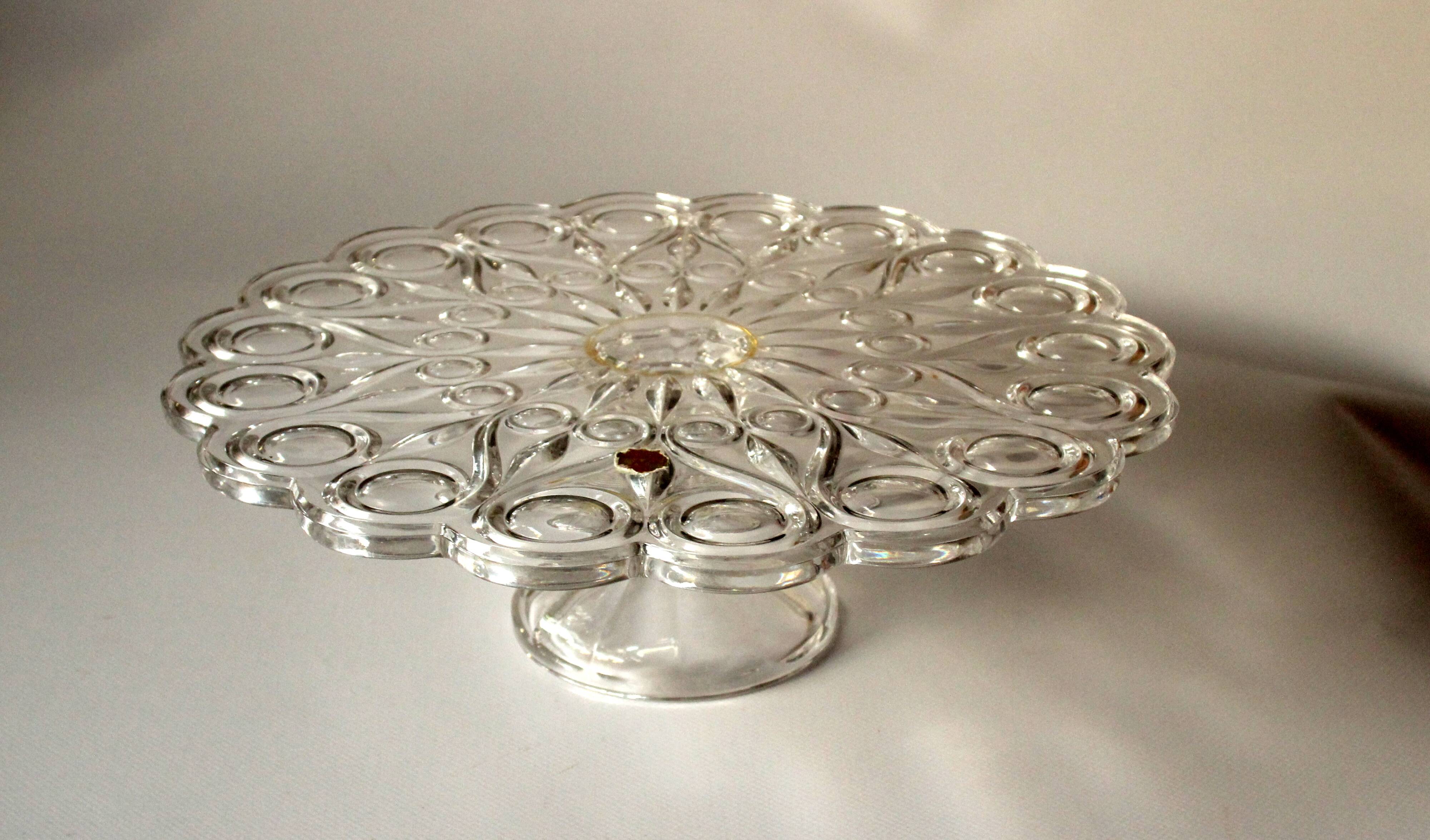 Lead crystal glass cake plate on foot by Nachtmann - Vintage