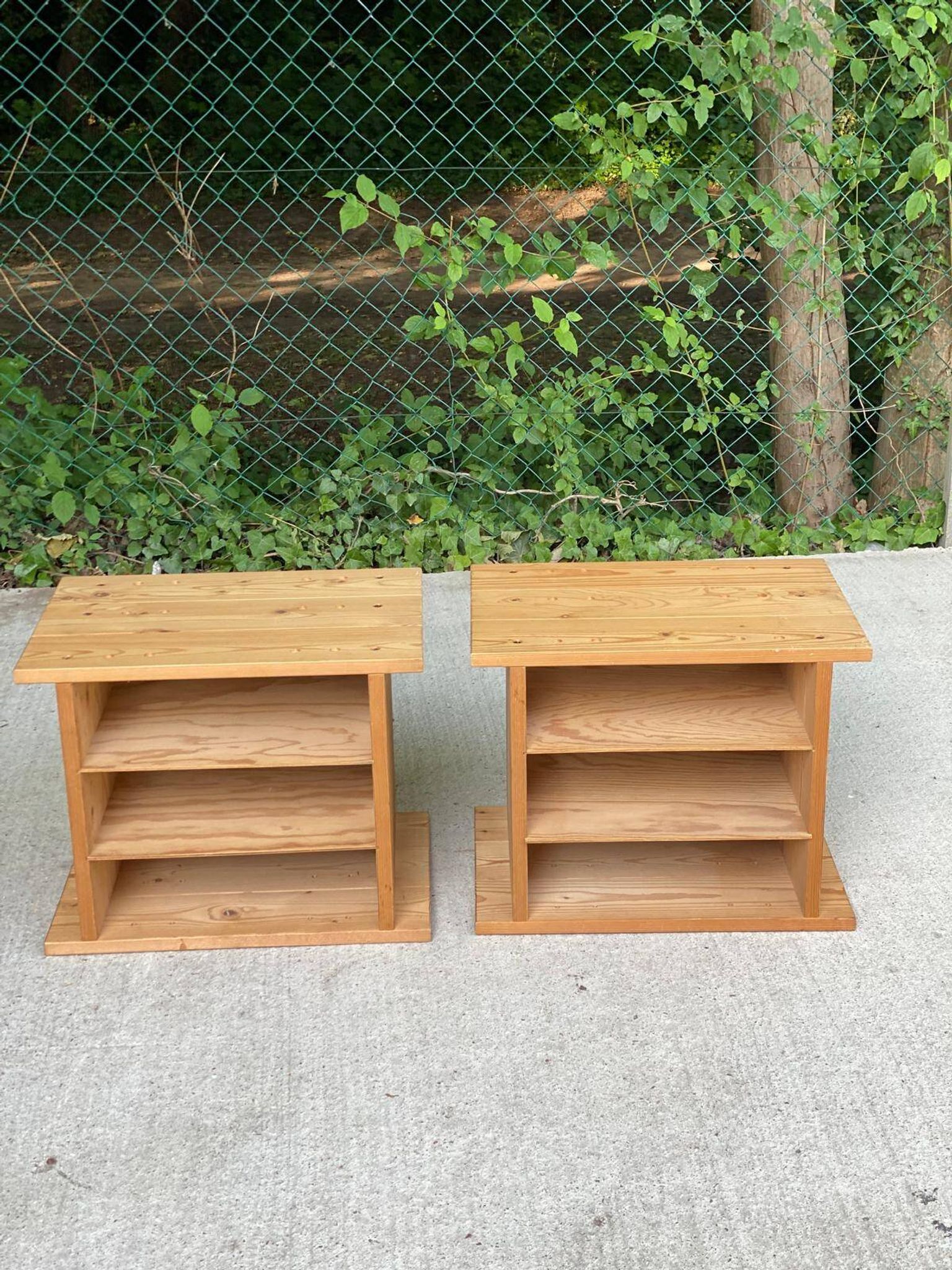 Pair of vinyl furniture, Scandinavian bedside tables in solid wood