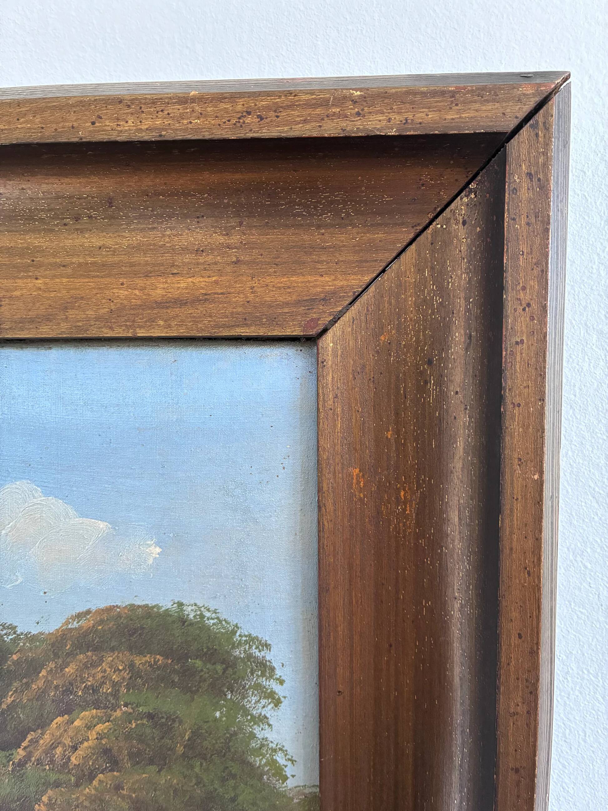 Vintage original landscape oil painting, signed countryside art, c. 1930
