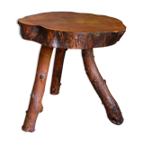Brutalist sofa tip table in solid wood