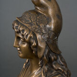 Bronze bust on shower stand XIXth representing Marianne Brown patina