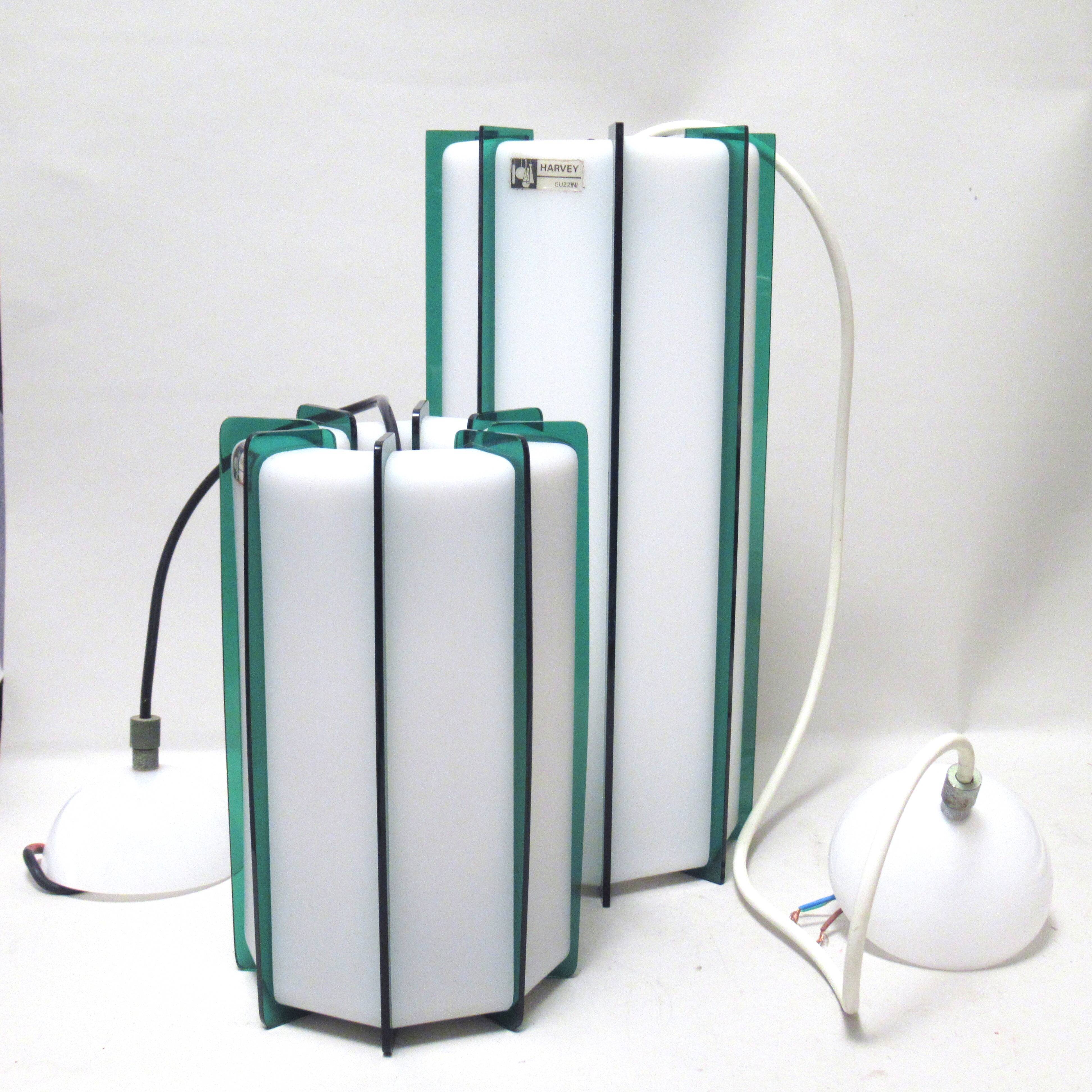 Two-tone white green pendant lamp Harvey Guzzini 60s