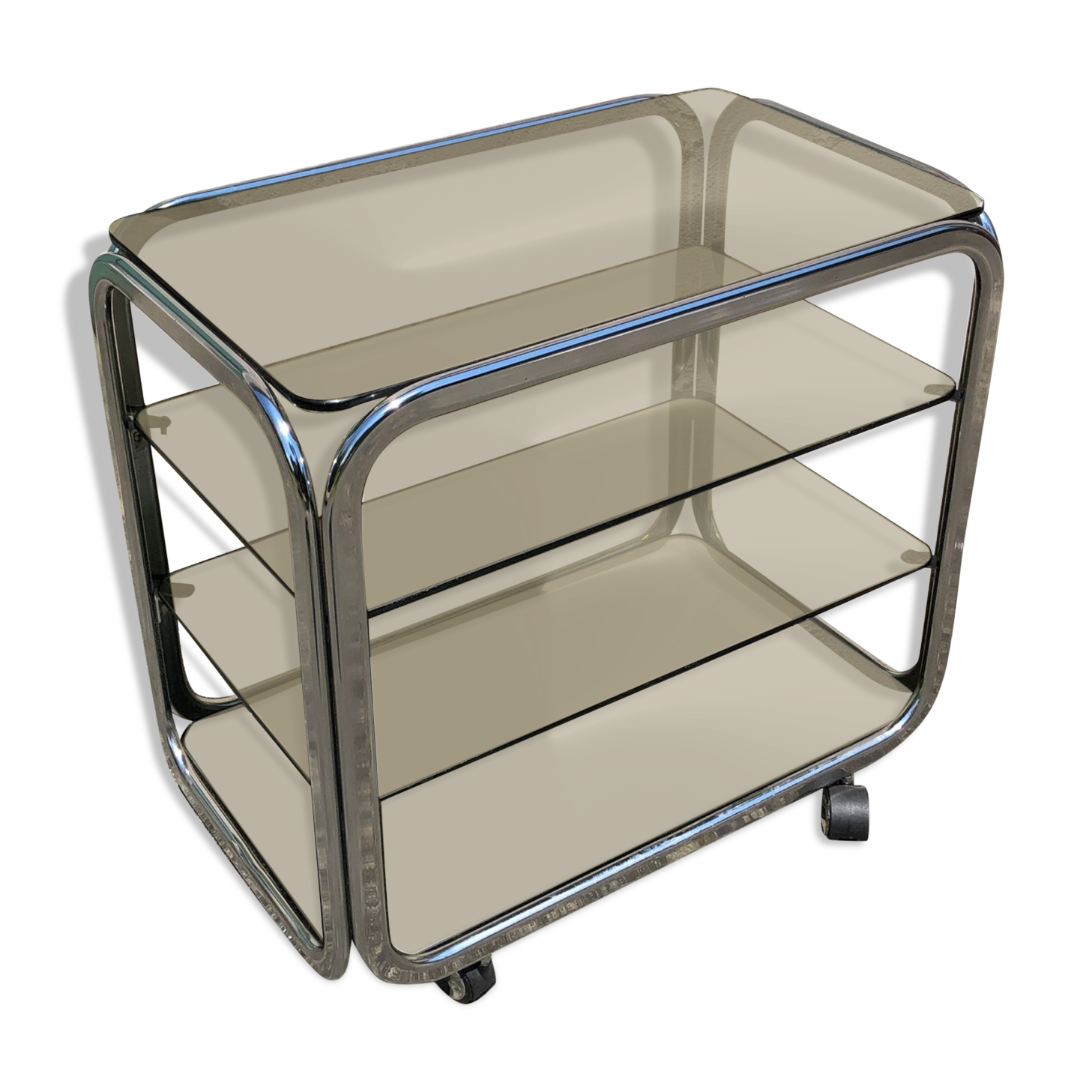 Chrome furniture and smoked glass 1970