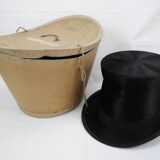 Ancien chapeau haut de forme boite