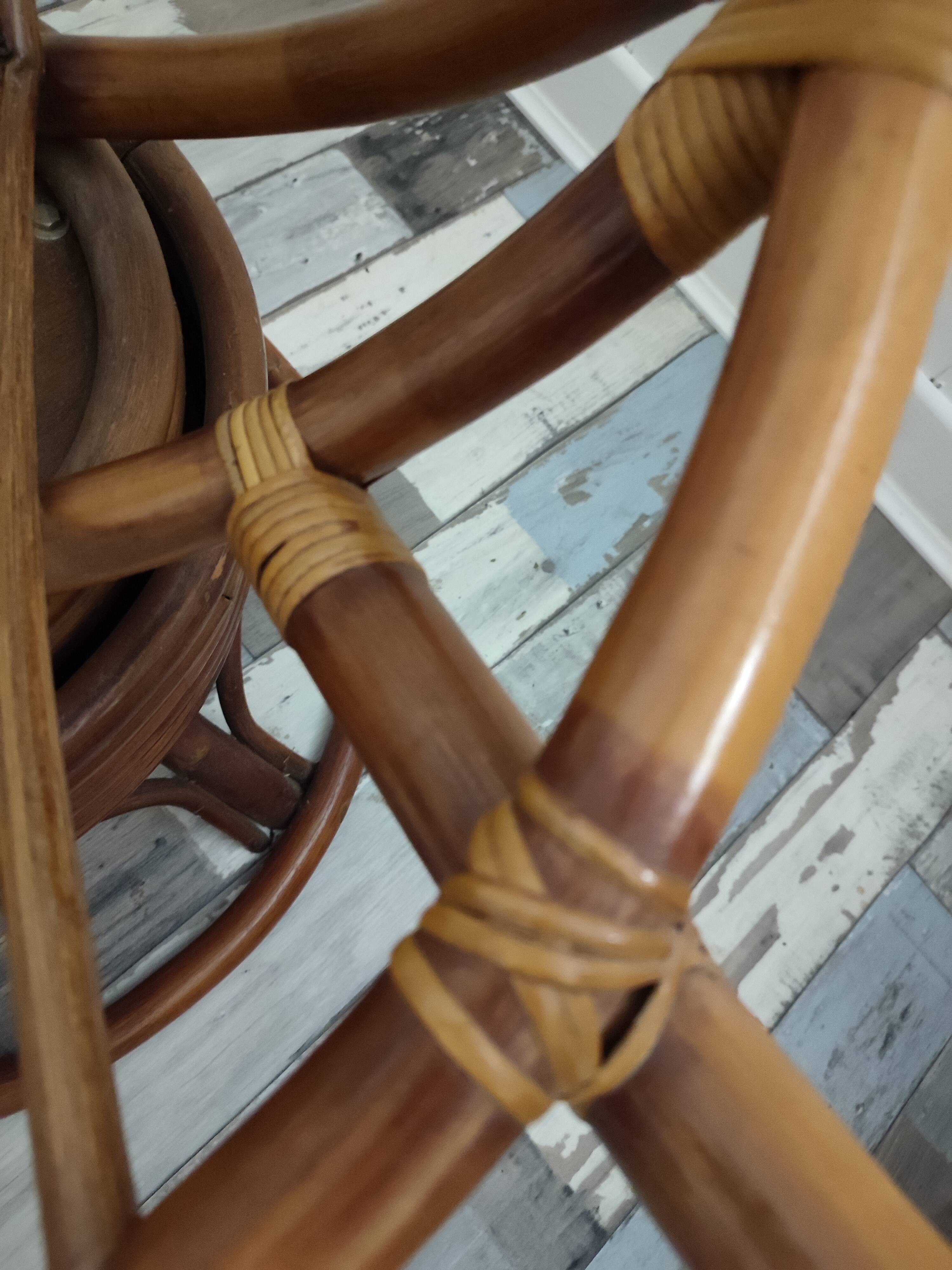 Fauteuil pivotant en bambou des années 70