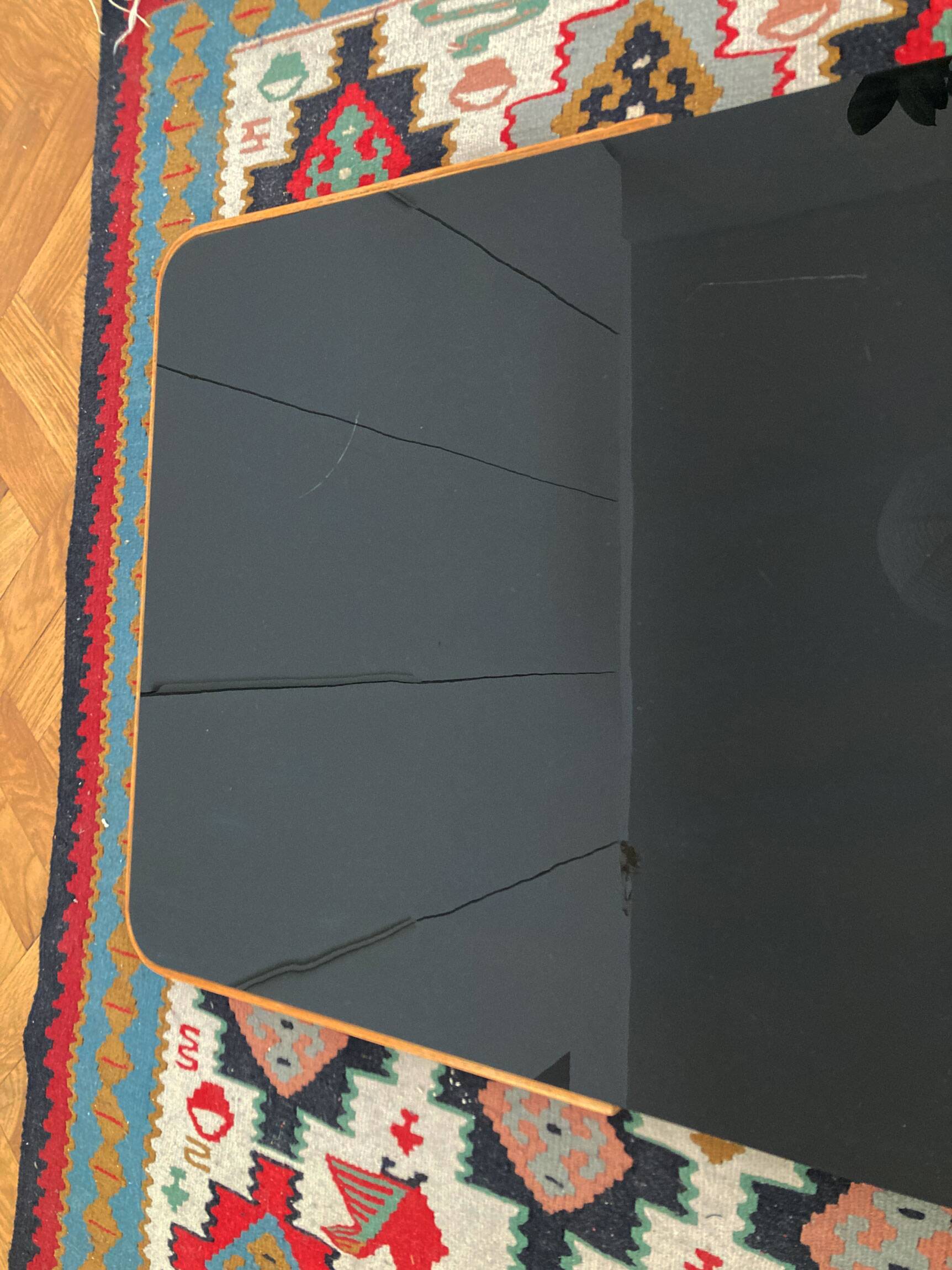 1960's Mid Century Coffee Table with a black opaxite glass by Jiri Jiroutek