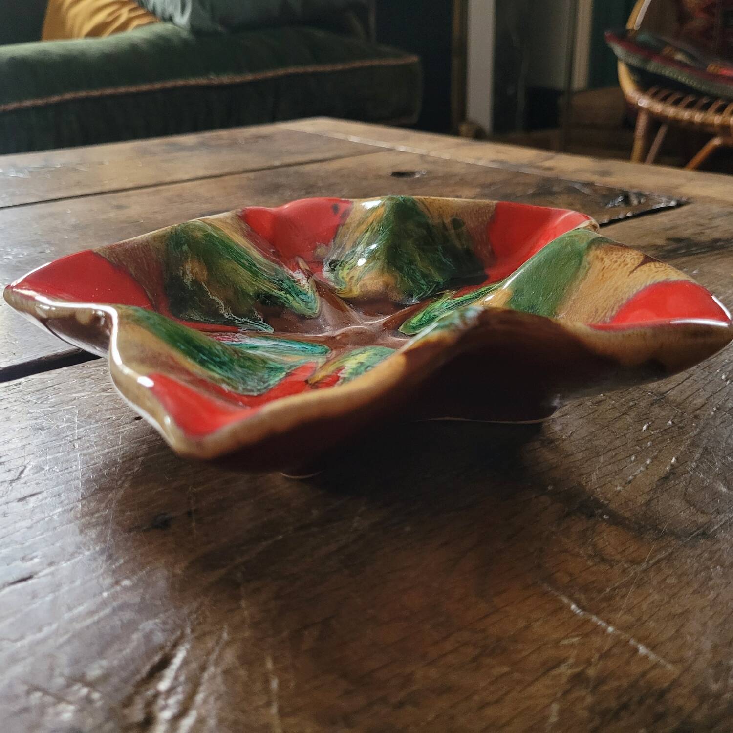 Vintage 70s starry ceramic trinket dish