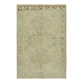 Handmade turkish contemporary 1980s 255 cm x 360 cm beige wool carpet