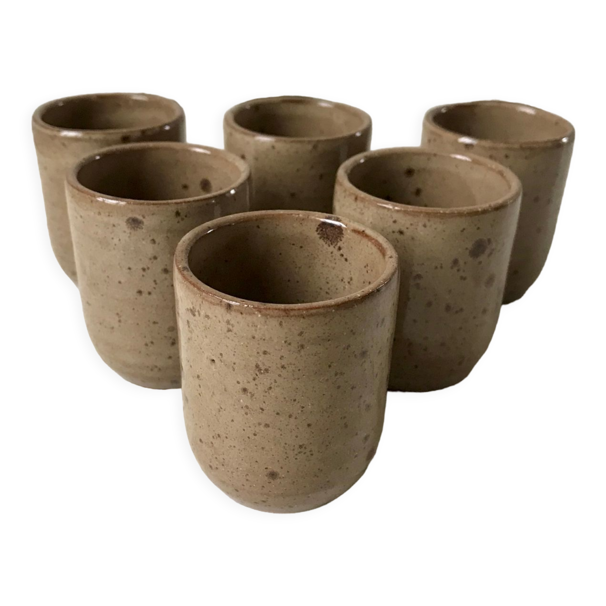 Set of 6 espresso cups in glazed stoneware 70s