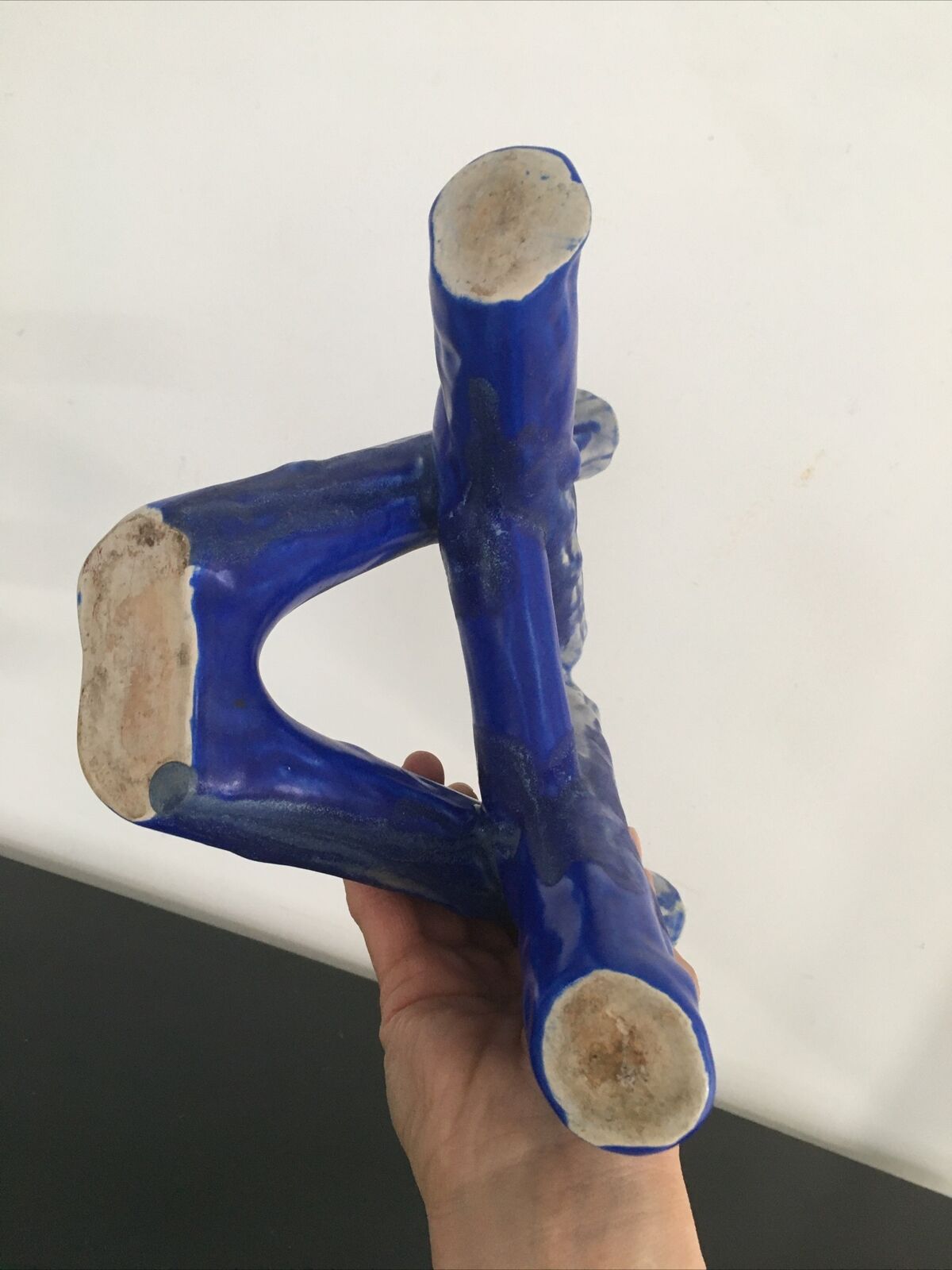 Blue vase ceramic soliflore