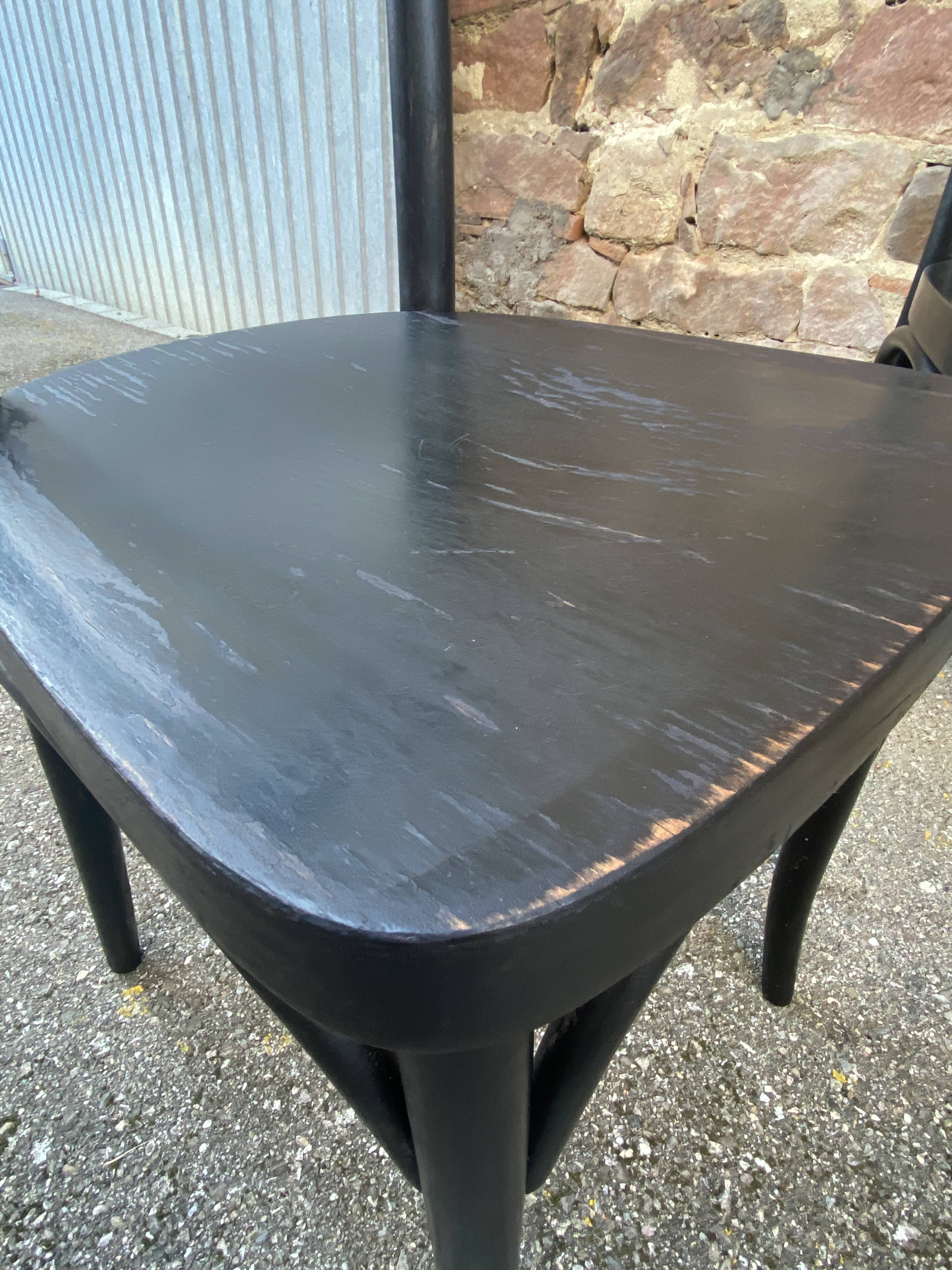 4 French chairs, Café brasserie model, curved wood from the 1970s