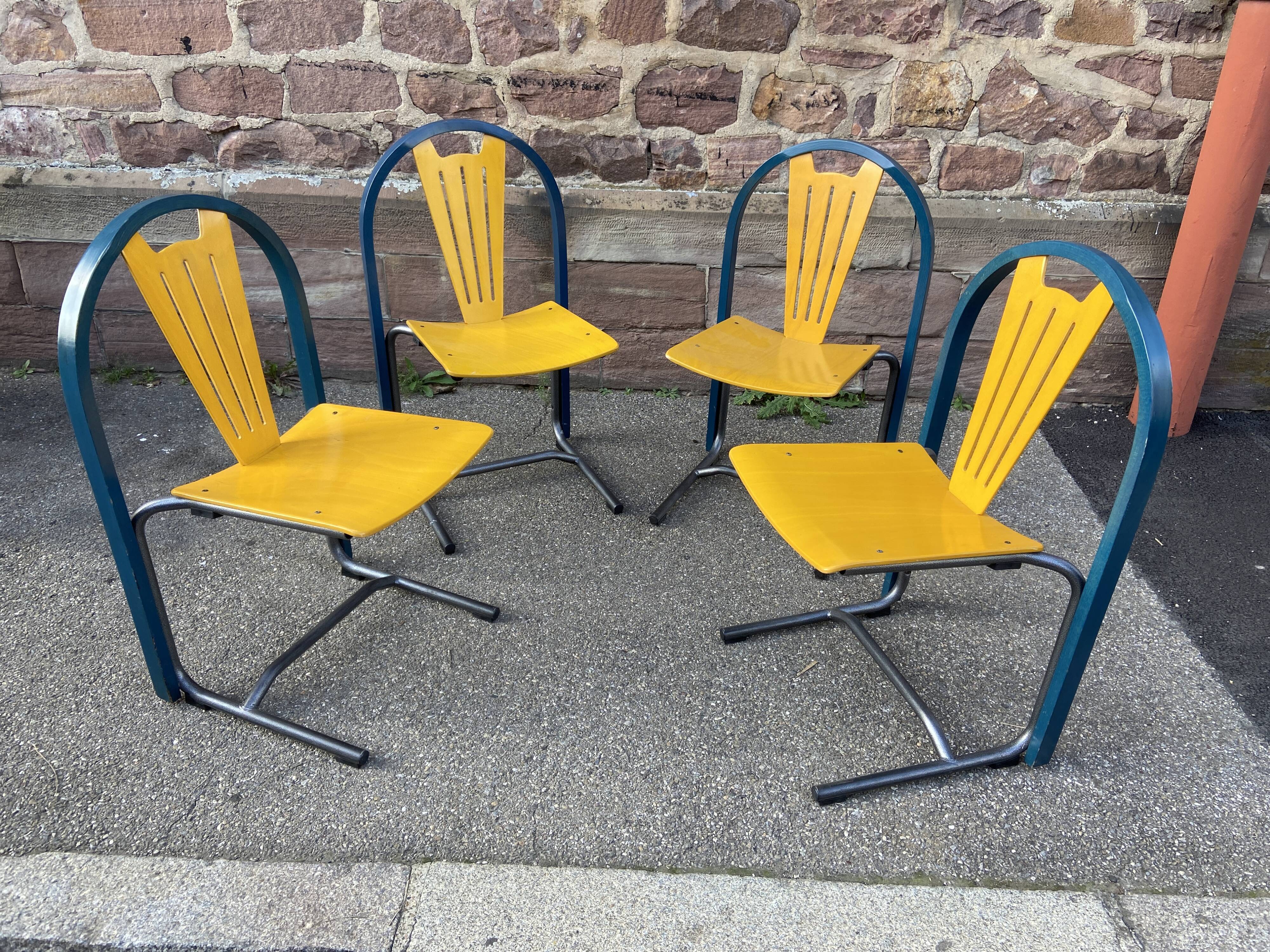 Set of 4 vintage chairs design lounge by Baumann, 1980-90s