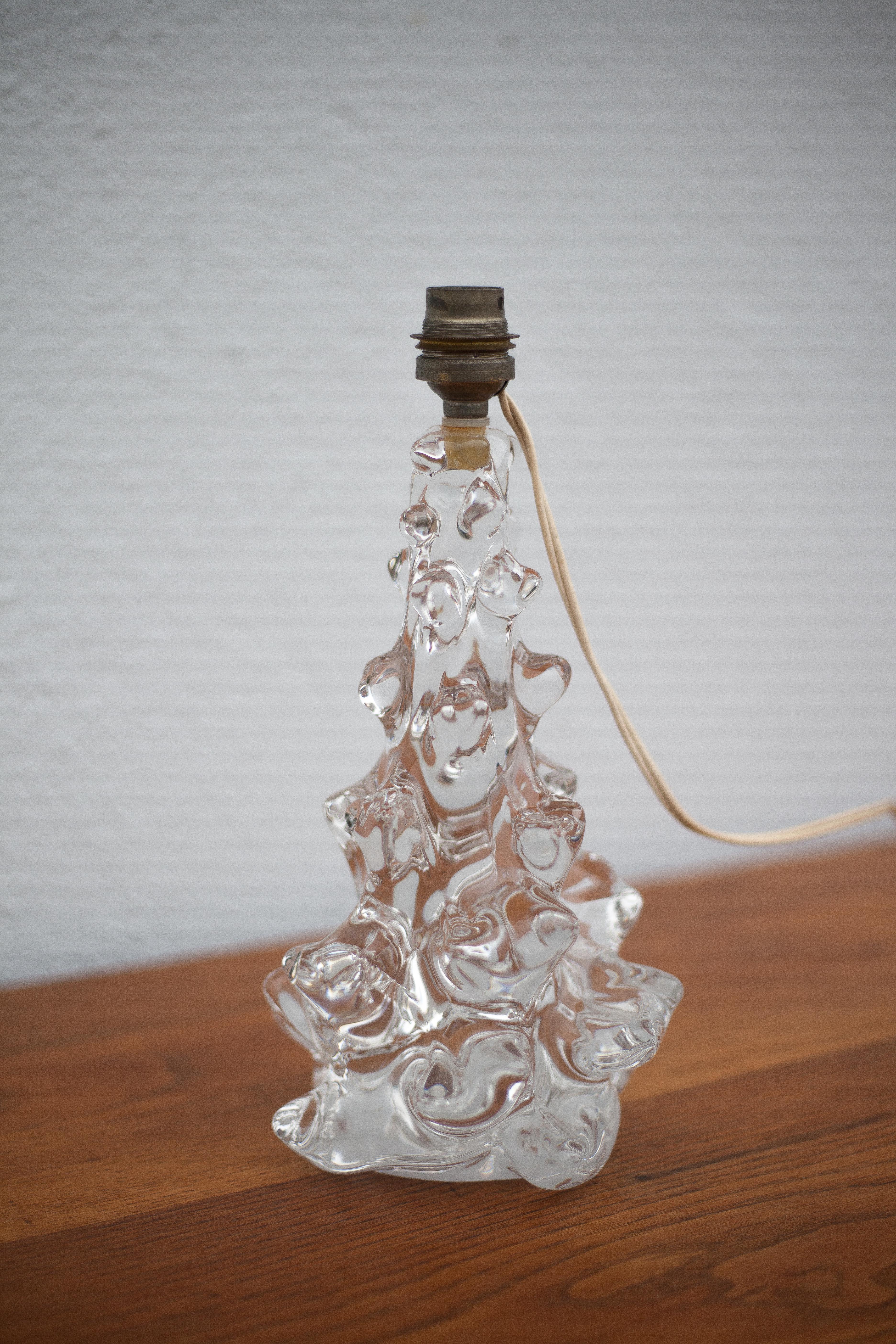 Lampe cristal vintage, pied de lampe, lampe de chevet, lampe à poser cristal schneider,60's