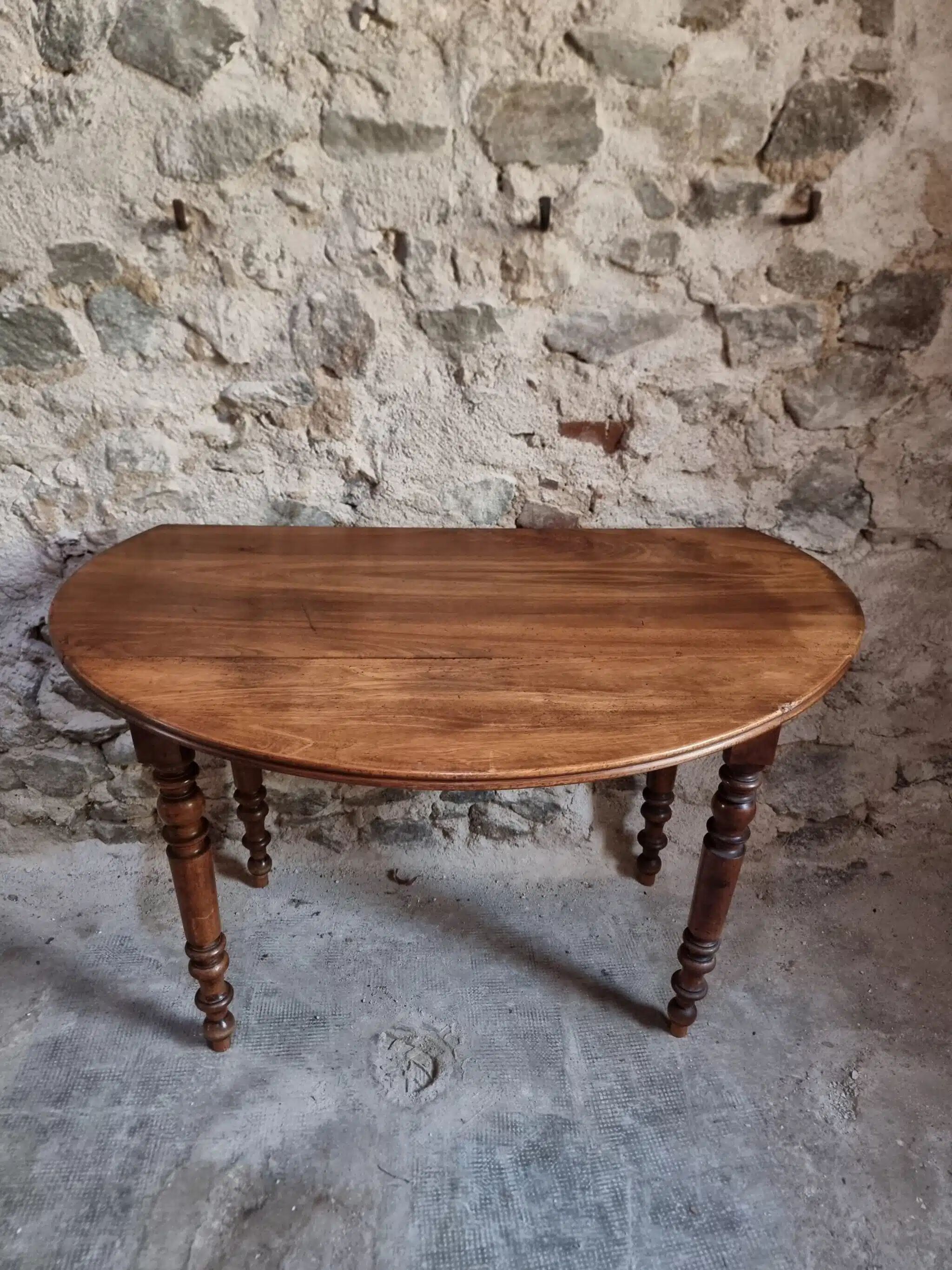Antique French walnut folding dining table