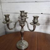 Pair of Louis XVI style candlesticks in silver-plated bronze