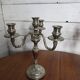 Pair of Louis XVI style candlesticks in silver-plated bronze