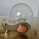 Italian wall lamp in chrome-plated brass, ceramic and bubbled glass 1970