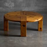 Table basse brutaliste en pin, Suède, années 1970