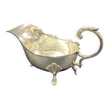 English George III style silver plated tripod sauce boat