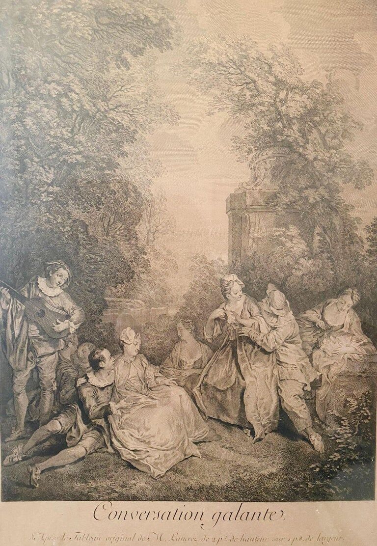 Nicolas Lancret, Conversation galante, engraving, nineteenth century
