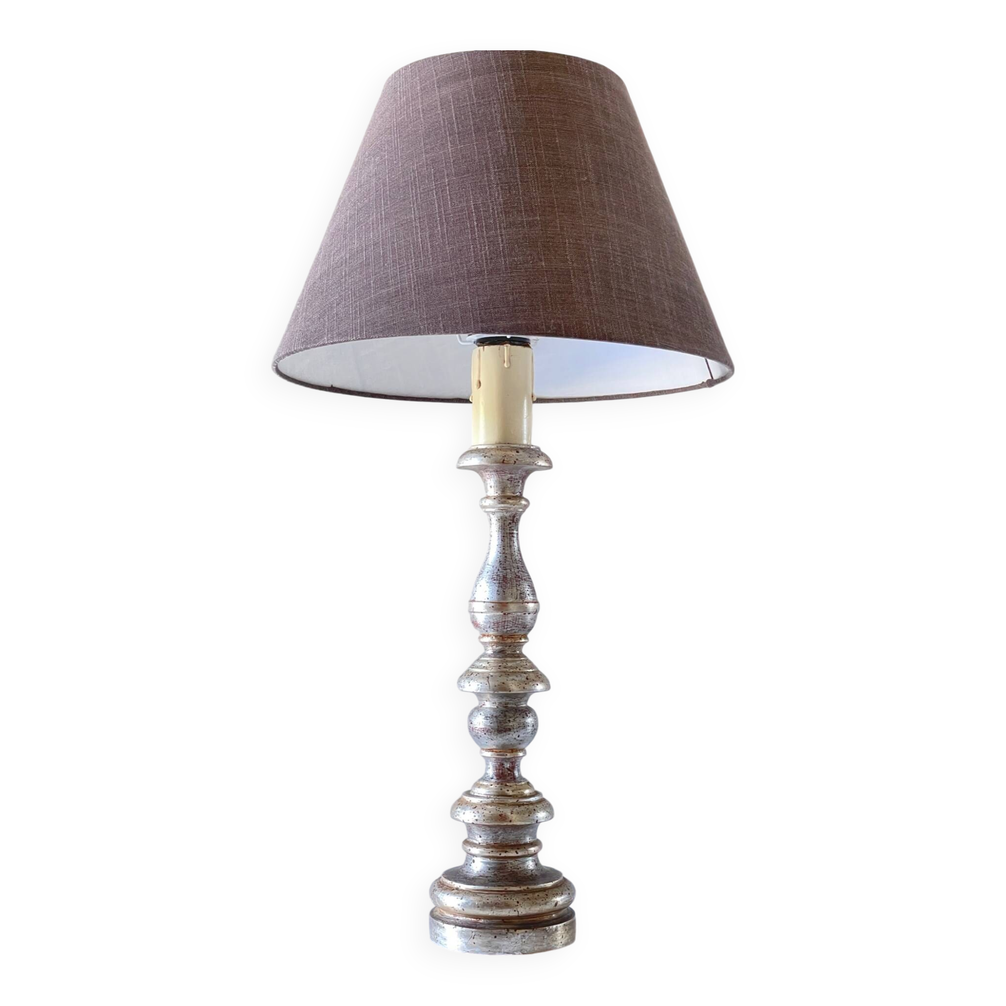 Silver-plated wooden lamp "l'Acropole Paris"