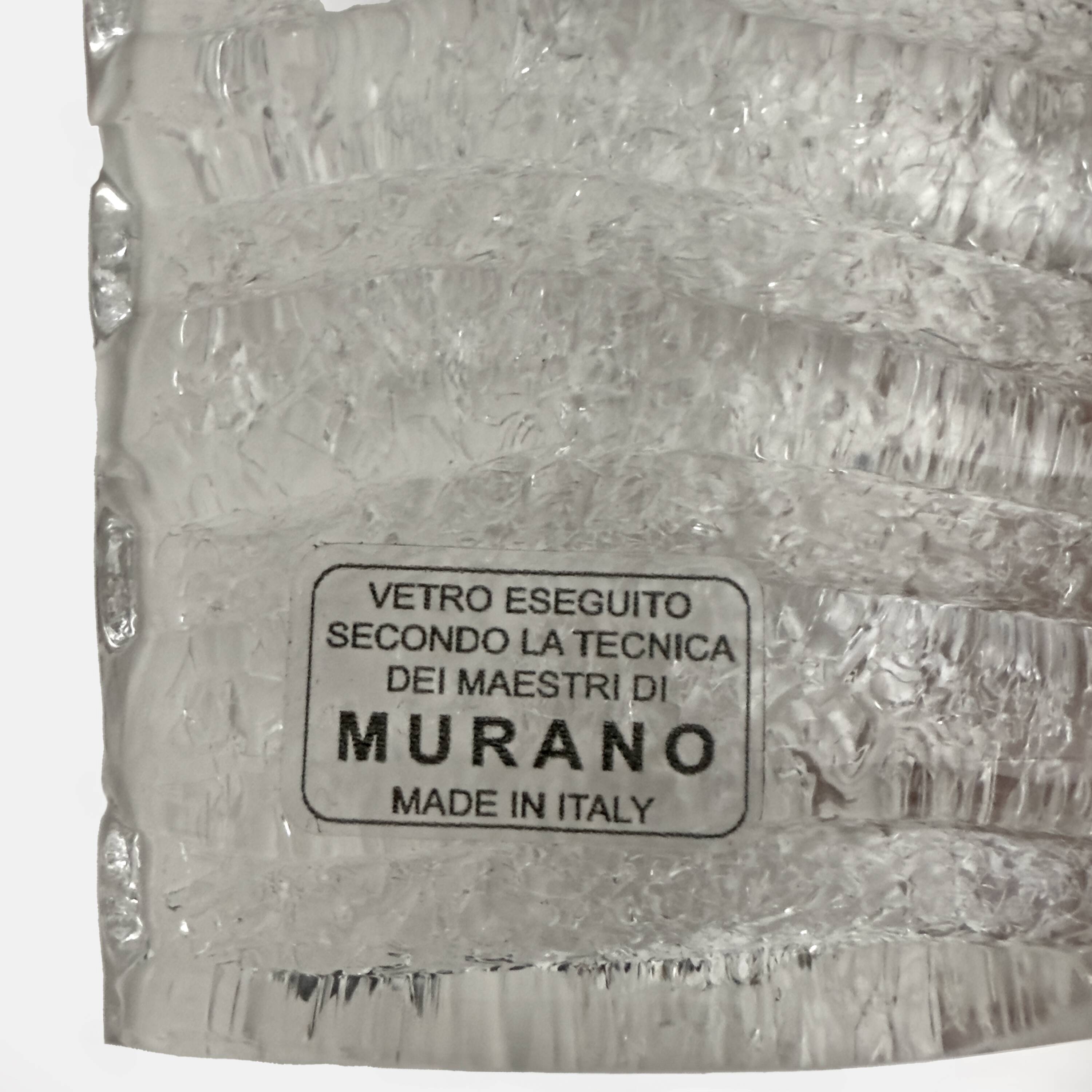 Pair of Barovier & Toso Art Decò Brass and Textured Murano Glass Sconces