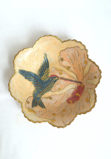 Brass hummingbird cup