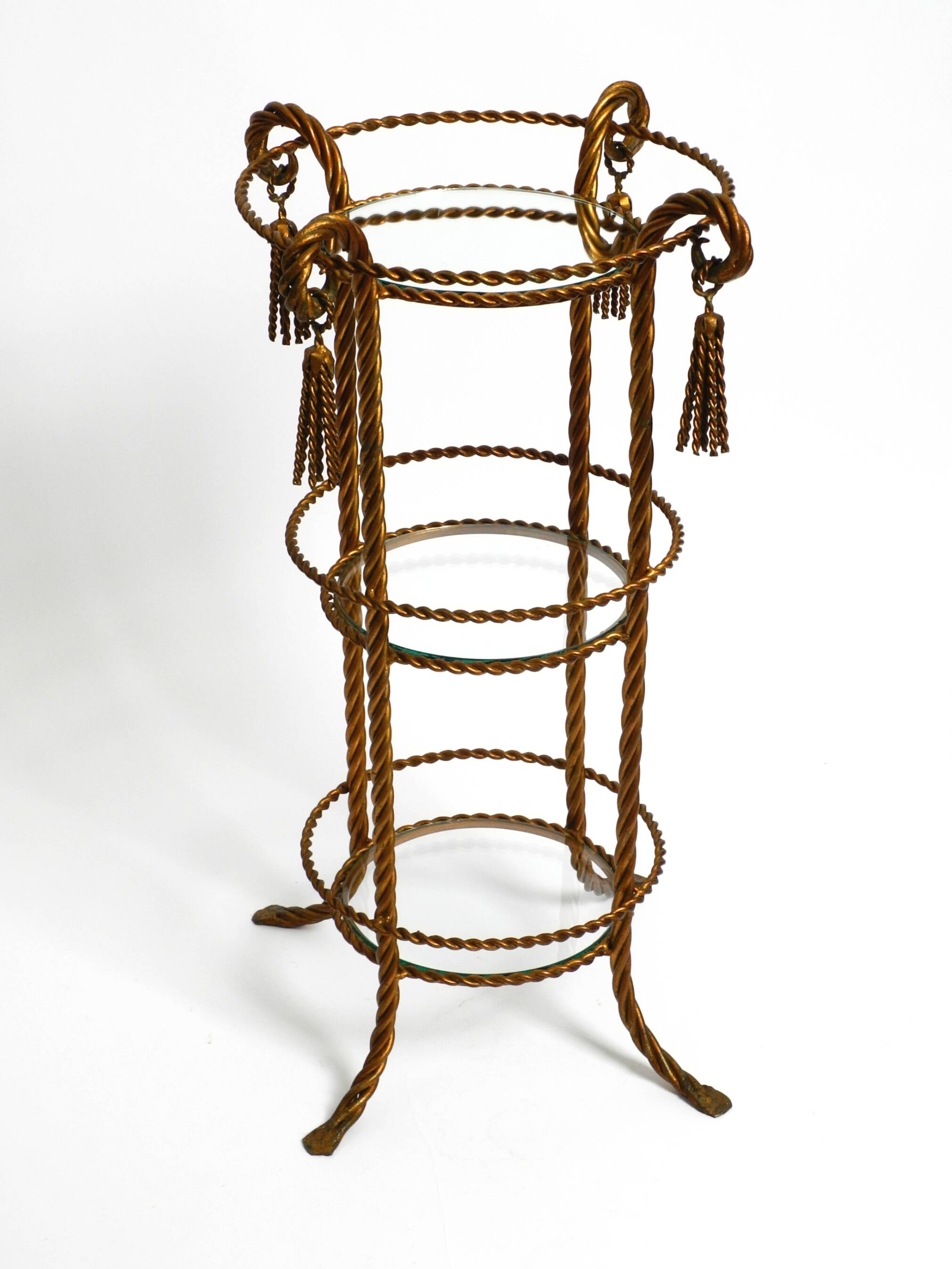 Italian Mid Century Regency side table in gold plated Metal by Li Puma
