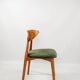 Scandinavian design dining room chairs in green velvet, set of 4