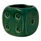 Dice-shaped ceramic pencil holder