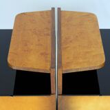 Restored Art Deco Nightstands with Black Glass Tops, 1950s, Set of 2