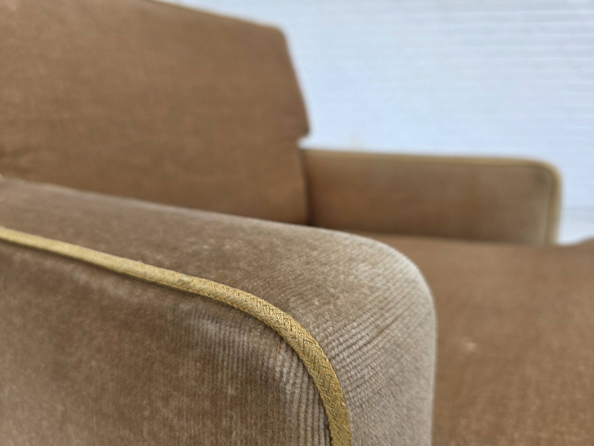 1970s, Danish armchair, honey yellow furniture velour.