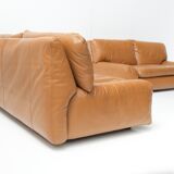 Bengodi vintage cognac leather sofas design Cini Boeri for arflex italy