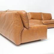 Canapés en cuir cognac Bengodi design Cini Boeri pour Arflex Italie
