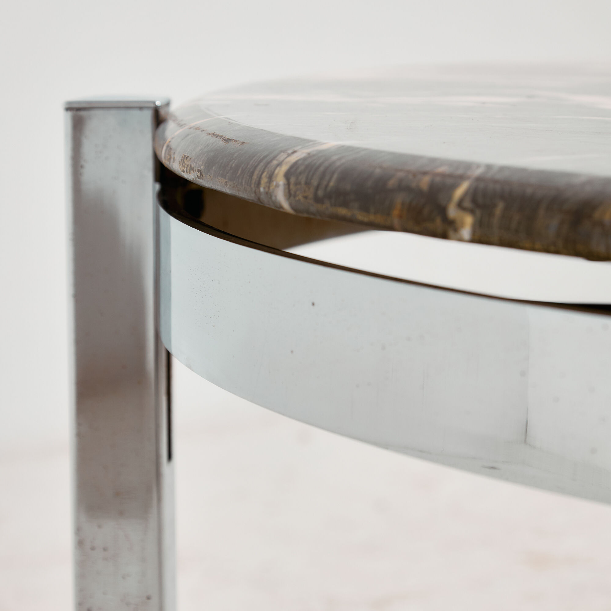 Coffee table with a stone top.