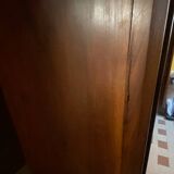 Walnut display cabinet with drawer