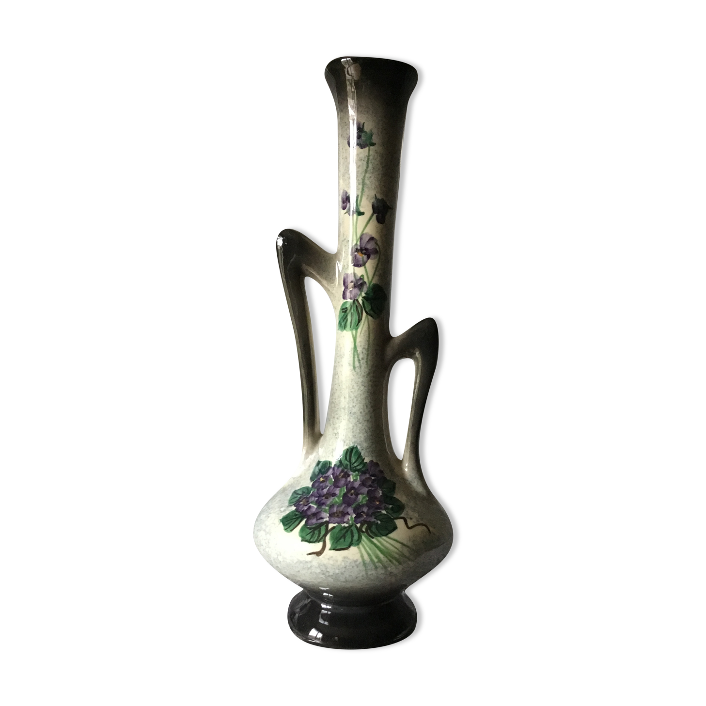 Vase à motifs violettes vintage