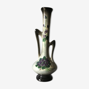 Vase à motifs violettes vintage