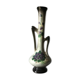 Vase à motifs violettes vintage