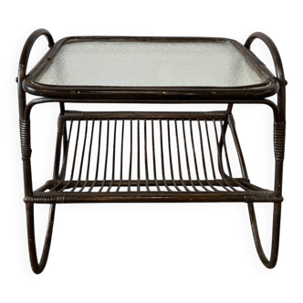 Table d'appoint vintage en rotin / table d'appoint / table à plantes
